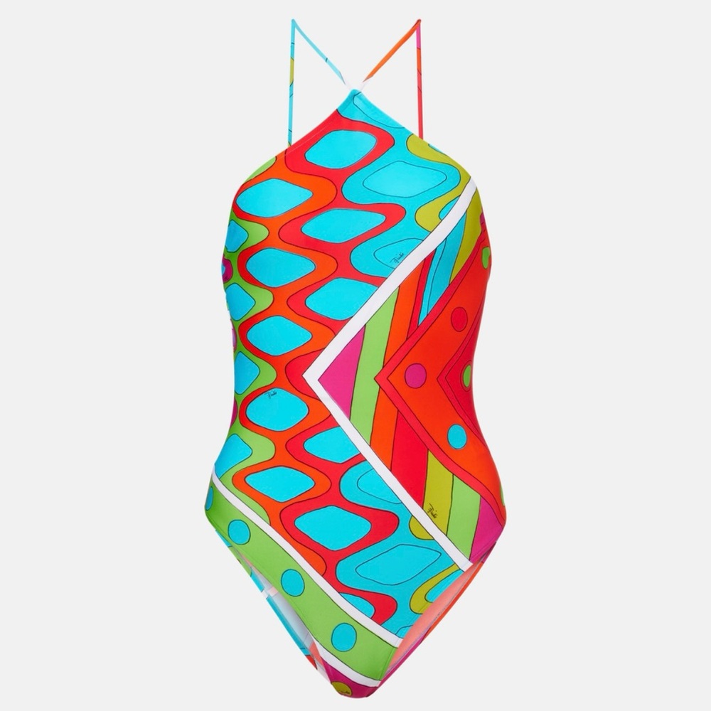 Emilio Pucci Multicolor Geometric One-Piece Swimsuit